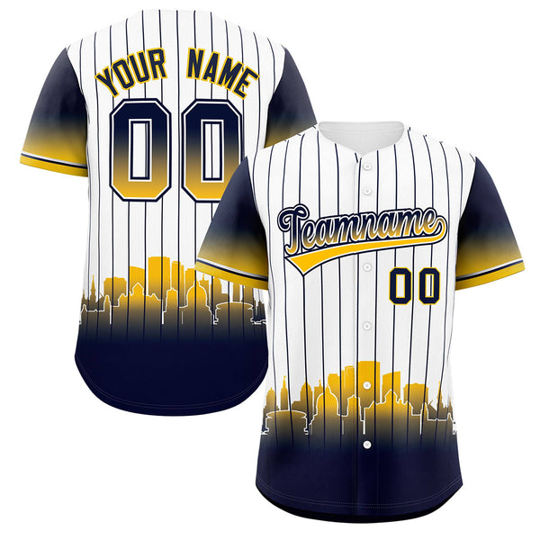 Custom White Milwaukee City Silhouette Baseball Jersey | BuyFootballJersey