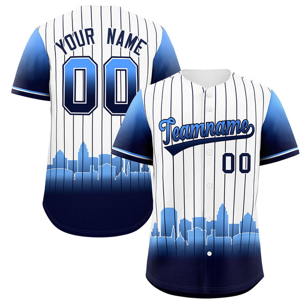 Custom White Tampa City Silhouette Baseball Jersey | BuyFootballJersey