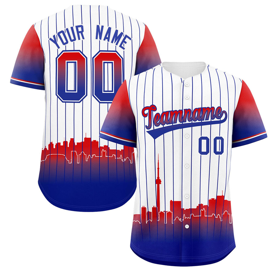 Custom White Toronto City Silhouette Baseball Jersey | BuyFootballJersey