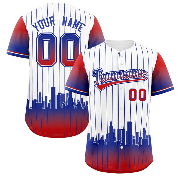 Custom White Chicago City Silhouette Baseball Jersey | BuyFootballJersey