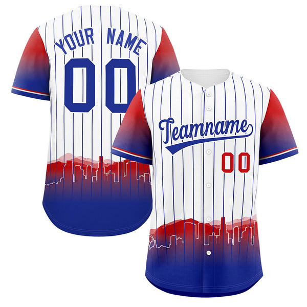 Custom White Los Angeles City Silhouette Baseball Jersey | BuyFootballJersey