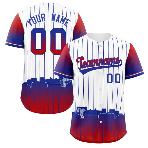 Custom White Arlington City Silhouette Baseball Jersey | BuyFootballJersey