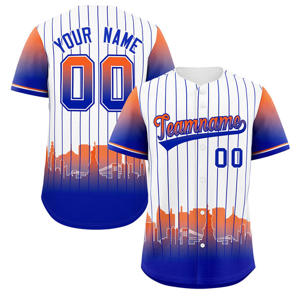 Custom White New York City Silhouette Baseball Jersey | BuyFootballJersey