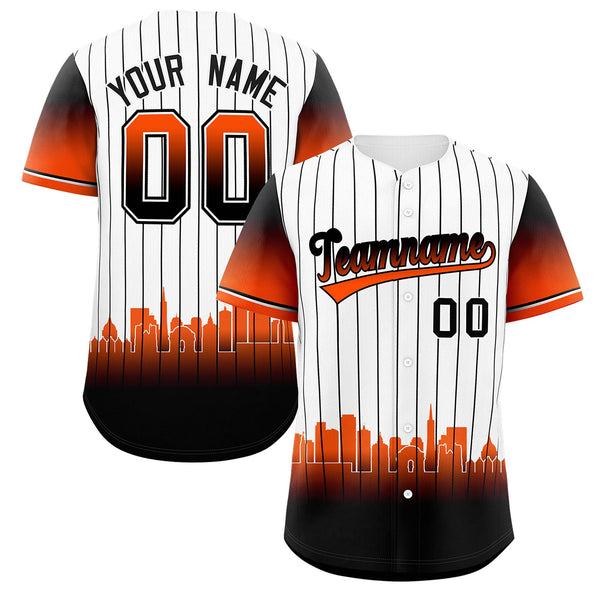 Custom White San-Francisco City Silhouette Baseball Jersey | BuyFootballJersey