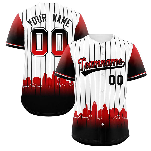 Custom White Cincinnati City Silhouette Baseball Jersey | BuyFootballJersey