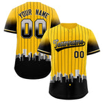 Custom Yellow Pittsburgh City Silhouette Baseball Jersey | BuyFootballJersey