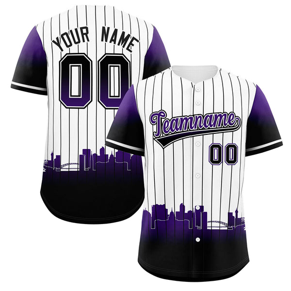 Custom White Denver City Silhouette Baseball Jersey | BuyFootballJersey