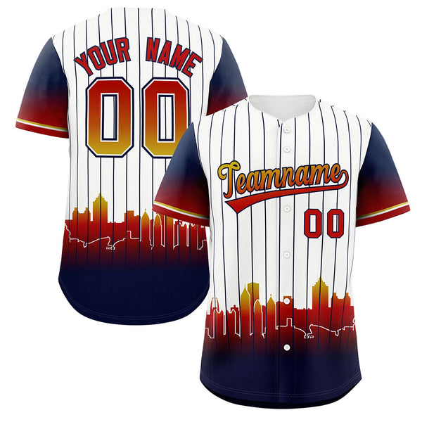 Custom White Atlanta City Silhouette Baseball Jersey | BuyFootballJersey