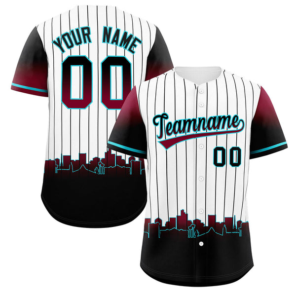 Custom White Phoenix City Silhouette Baseball Jersey | BuyFootballJersey