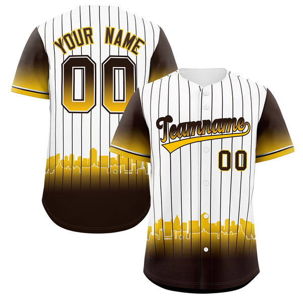 Custom White San Diego City Silhouette Baseball Jersey | BuyFootballJersey