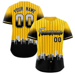 Custom Yellow Pittsburgh City Silhouette Baseball Jersey | BuyFootballJersey