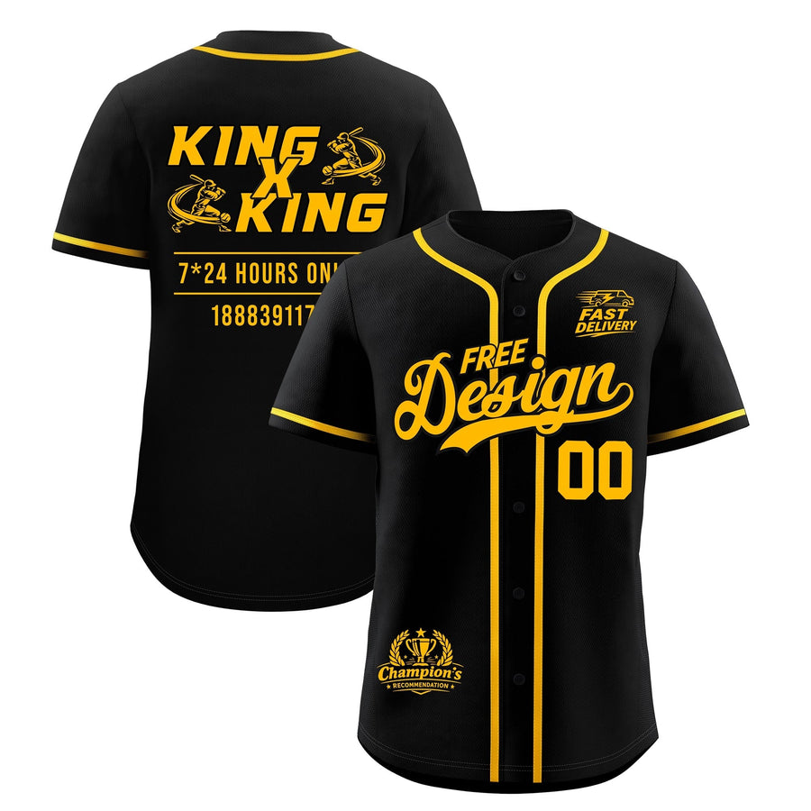Custom Black Yellow Classic Style Baseball Jersey Stitched Sports Uniform Personalized For Teams | BuyFootballJersey