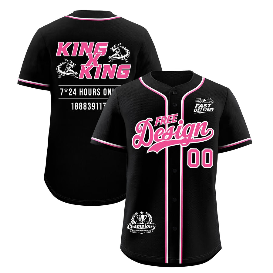 Custom Black Pink Classic Style Baseball Jersey Stitched Sports Uniform Personalized For Teams | BuyFootballJersey