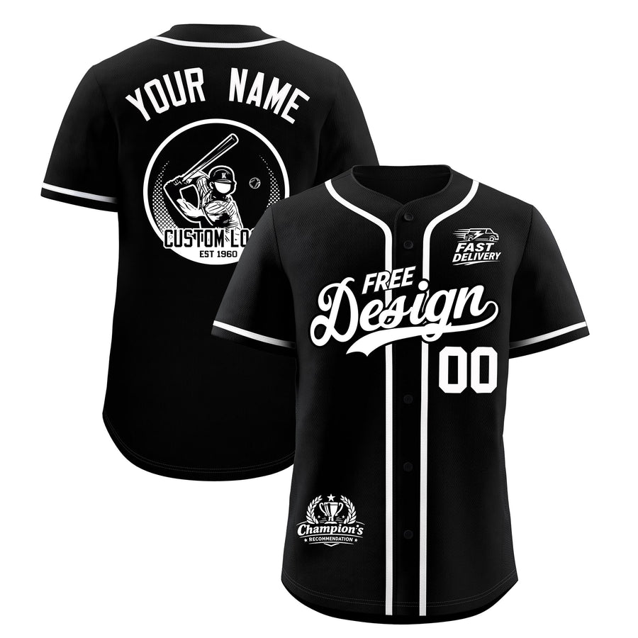 Custom Black White Classic Style Baseball Jersey Stitched Sports Uniform Personalized For Teams | BuyFootballJersey