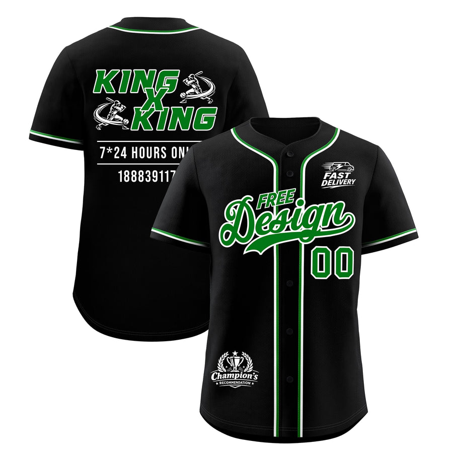 Custom Black Kelly Green Classic Style Baseball Jersey Stitched Sports Uniform Personalized For Teams | BuyFootballJersey