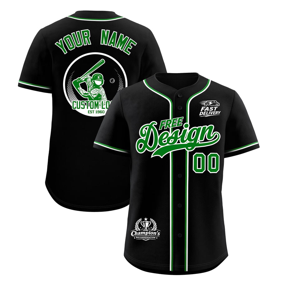Custom Black Kelly Green Classic Style Baseball Jersey Stitched Sports Uniform Personalized For Teams | BuyFootballJersey