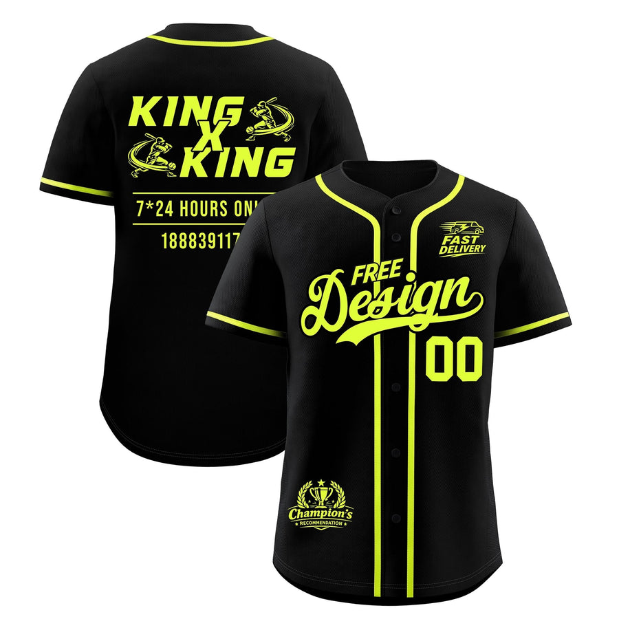 Custom Black Fluorescent Green Classic Style Baseball Jersey Stitched Sports Uniform Personalized For Teams | BuyFootballJersey
