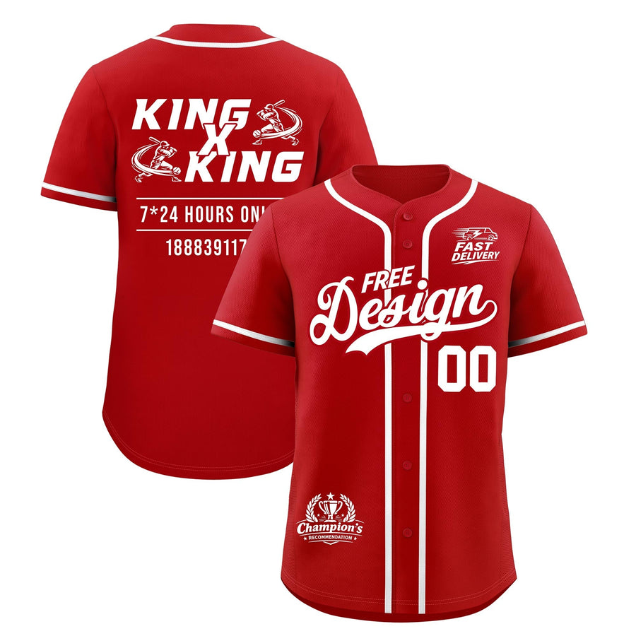 Custom Red White Classic Style Baseball Jersey Stitched Sports Uniform Personalized For Teams | BuyFootballJersey