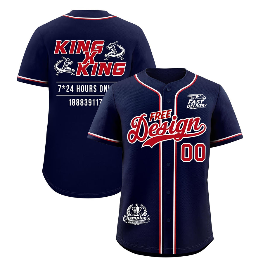 Custom Navy Red Classic Style Baseball Jersey Stitched Sports Uniform Personalized For Teams | BuyFootballJersey