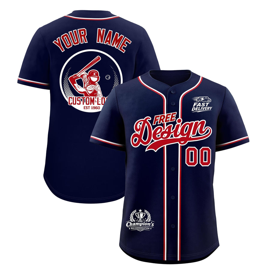 Custom Navy Red Classic Style Baseball Jersey Stitched Sports Uniform Personalized For Teams | BuyFootballJersey