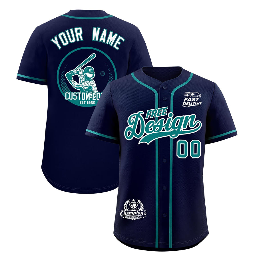 Custom Navy Teal Classic Style Baseball Jersey Stitched Sports Uniform Personalized For Teams | BuyFootballJersey