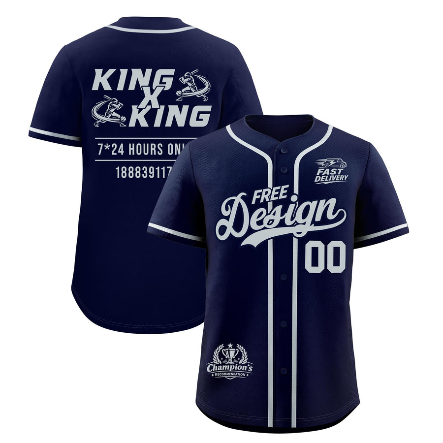 Custom Navy Gray Classic Style Baseball Jersey Stitched Sports Uniform Personalized For Teams | BuyFootballJersey