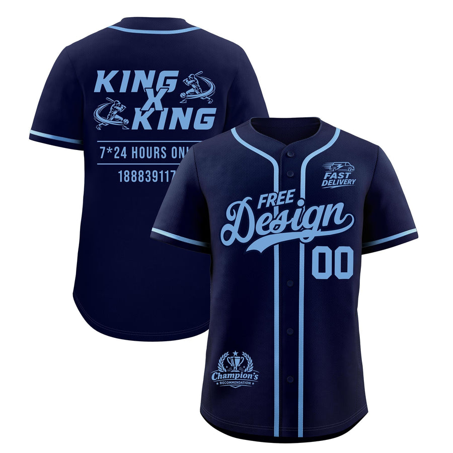 Custom Navy Powder Blue Classic Style Baseball Jersey Stitched Sports Uniform Personalized For Teams | BuyFootballJersey
