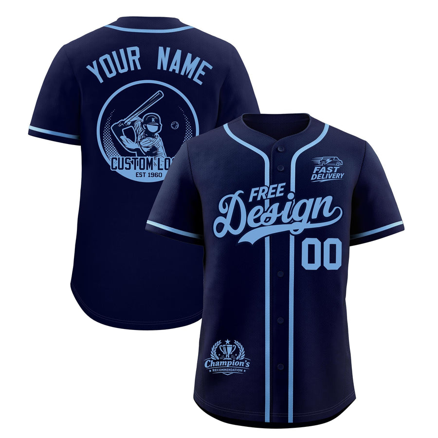 Custom Navy Powder Blue Classic Style Baseball Jersey Stitched Sports Uniform Personalized For Teams | BuyFootballJersey