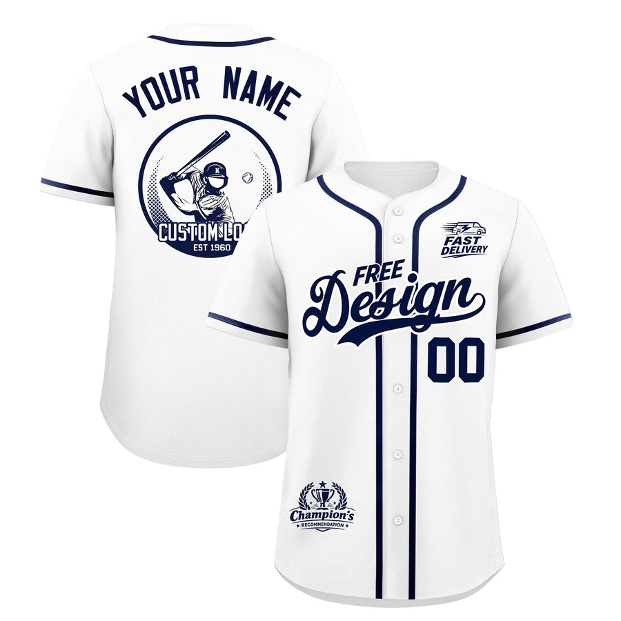 Custom White Navy Classic Style Baseball Jersey Stitched Sports Uniform Personalized For Teams | BuyFootballJersey