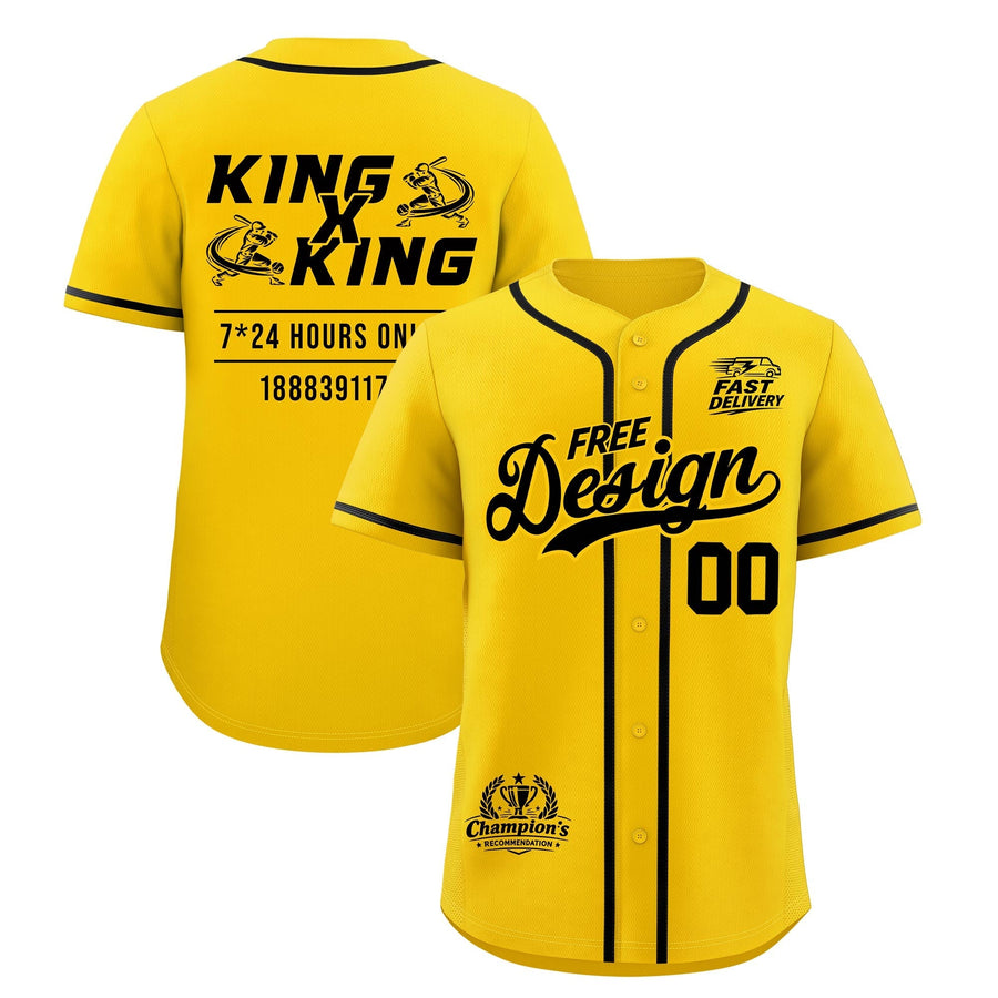 Custom Yellow Black Classic Style Baseball Jersey Stitched Sports Uniform Personalized For Teams | BuyFootballJersey