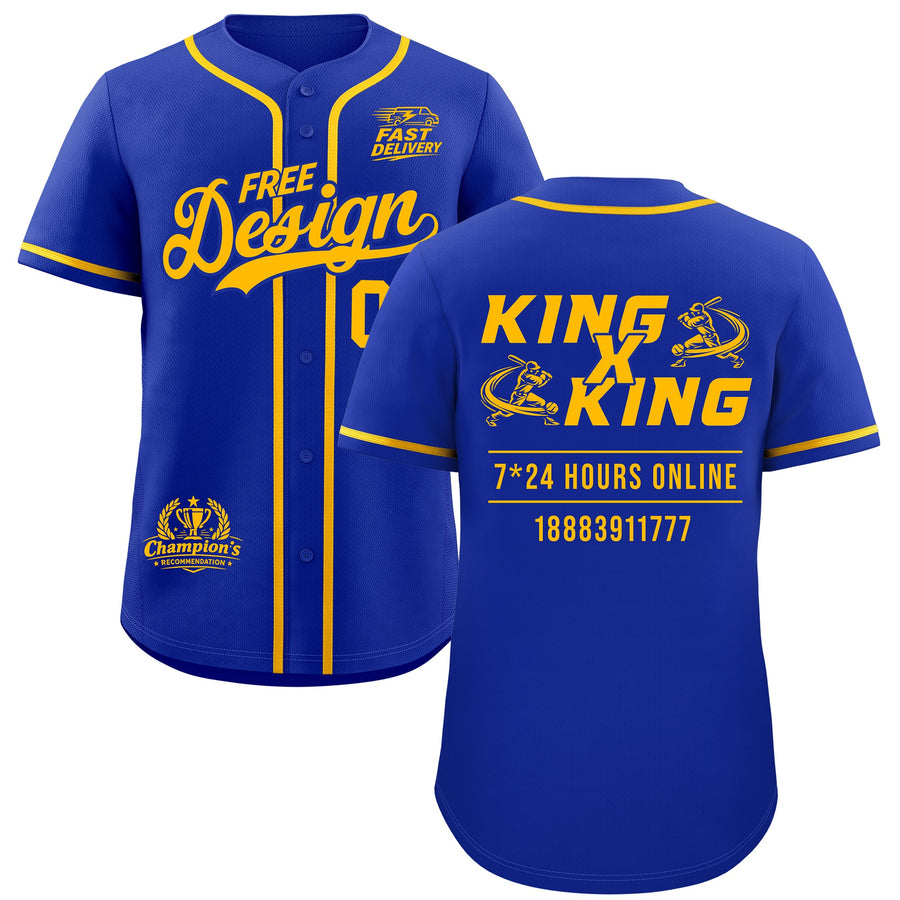 Custom Royal Yellow Classic Style Baseball Jersey Stitched Sports Uniform Personalized For Teams | BuyFootballJersey