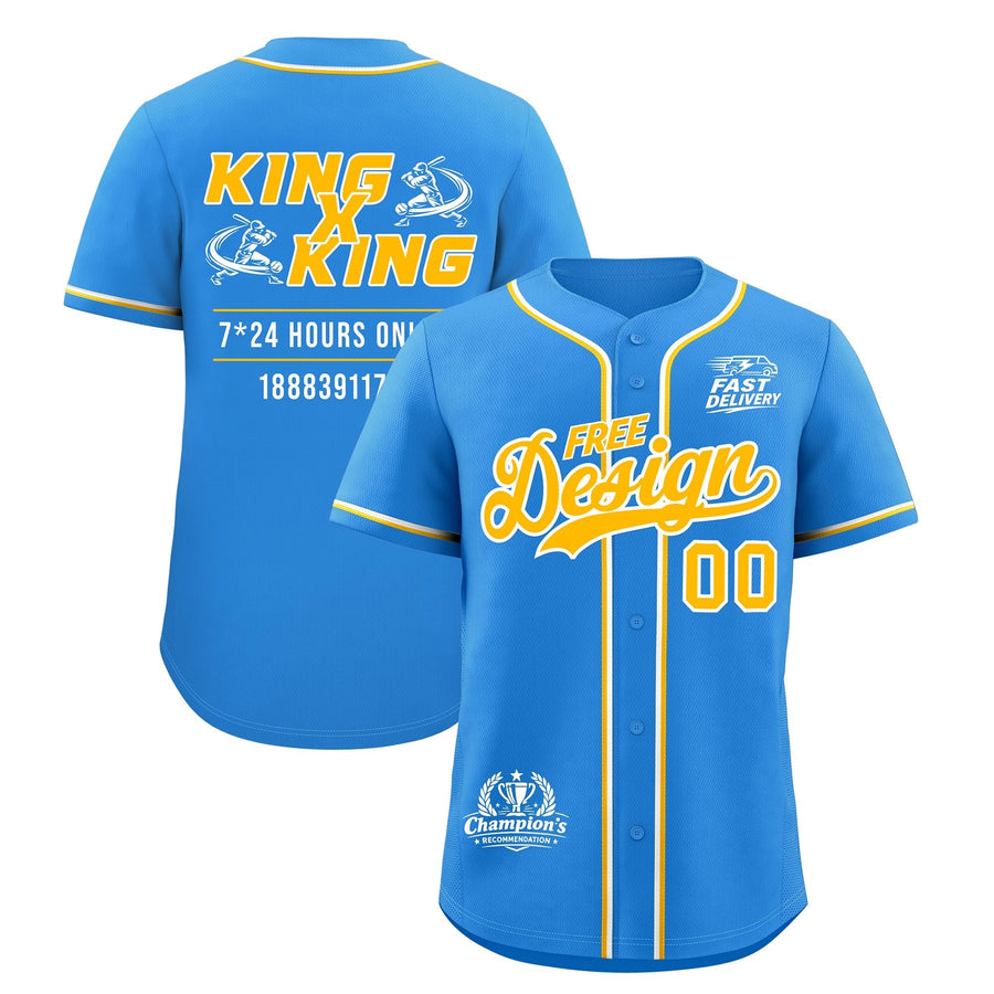 Custom Light Blue Yel low White Classic Style Baseball Jersey Stitched Sports Uniform Personalized For Teams | BuyFootballJersey