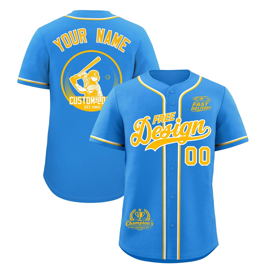 Custom Light Blue Yellow White Classic Style Baseball Jersey Stitched Sports Uniform Personalized For Teams | BuyFootballJersey