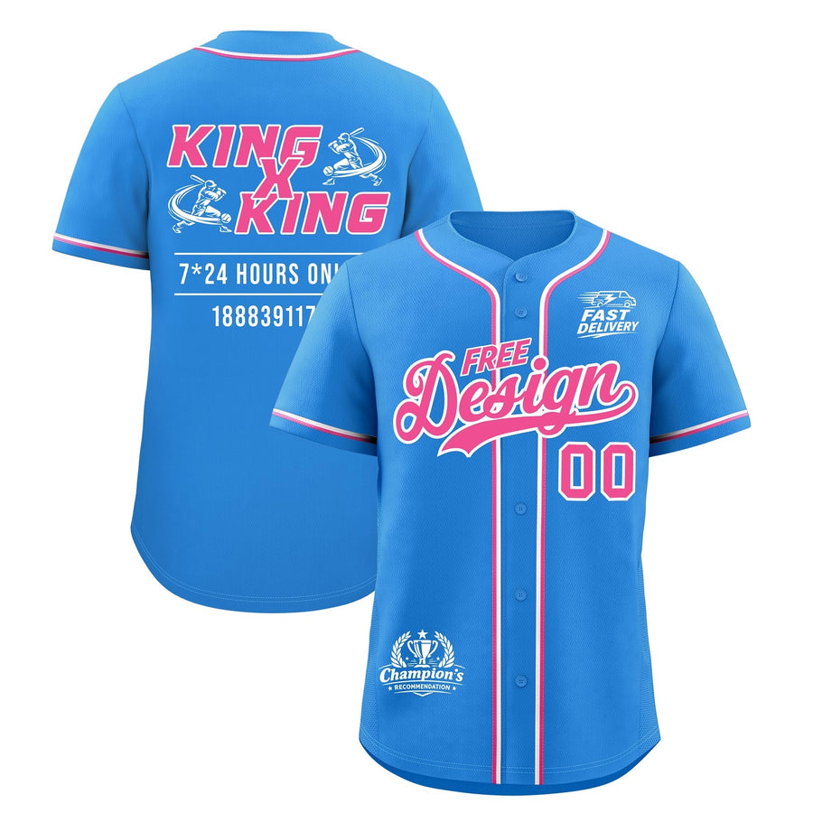 Custom Light Blue Pink White Classic Style Baseball Jersey Stitched Sports Uniform Personalized For Teams | BuyFootballJersey