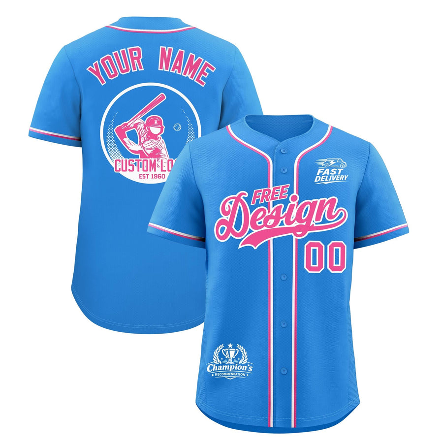 Custom Light Blue Pink White Classic Style Baseball Jersey Stitched Sports Uniform Personalized For Teams | BuyFootballJersey