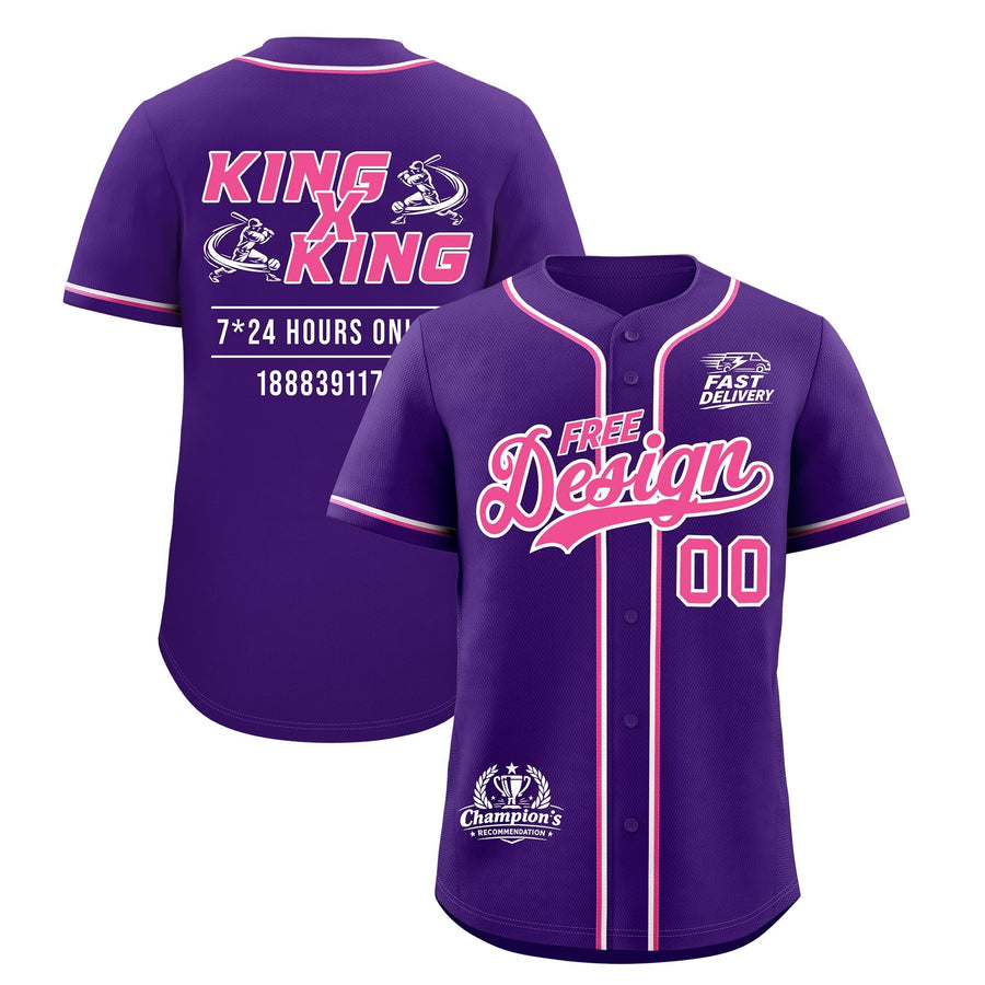 Custom Purple Pink White Classic Style Baseball Jersey Stitched Sports Uniform Personalized For Teams | BuyFootballJersey