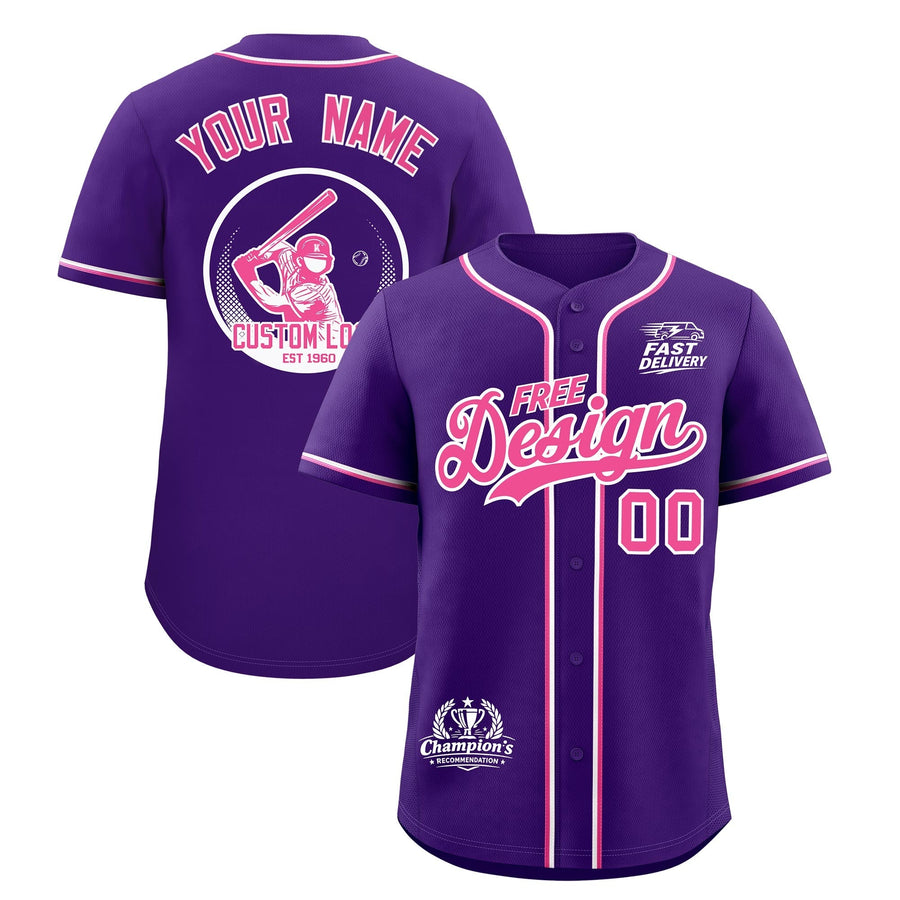 Custom Purple Pink White Classic Style Baseball Jersey Stitched Sports Uniform Personalized For Teams | BuyFootballJersey
