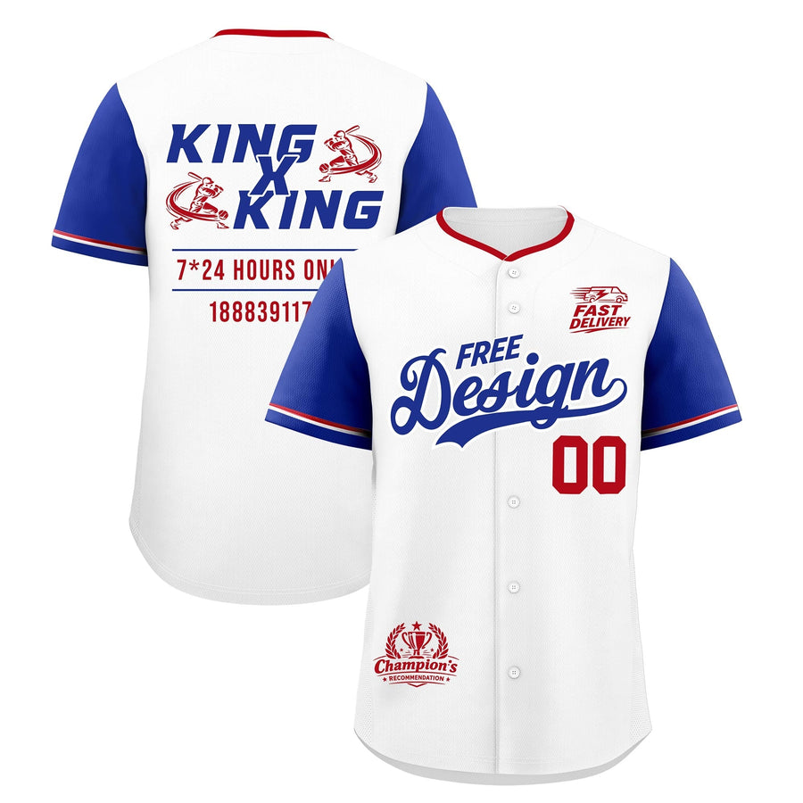 Custom White Royal Red Classic Style Baseball Jersey Stitched Sports Uniform Personalized For Teams | BuyFootballJersey