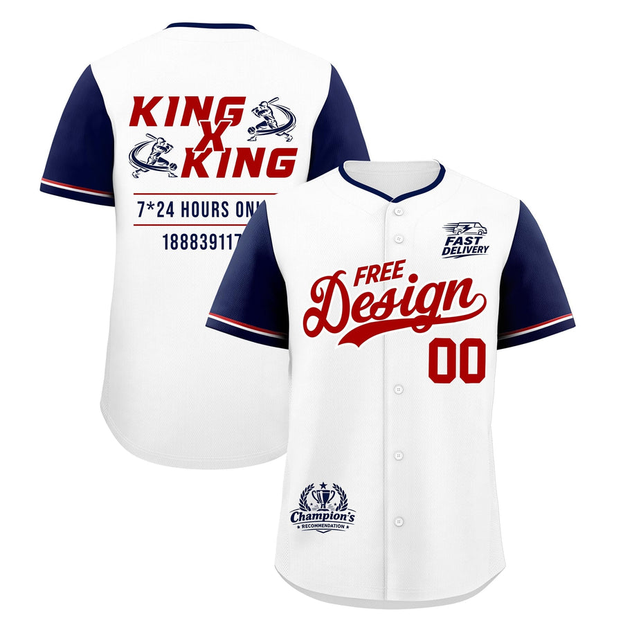 Custom White Red Navy Classic Style Baseball Jersey Stitched Sports Uniform Personalized For Teams | BuyFootballJersey