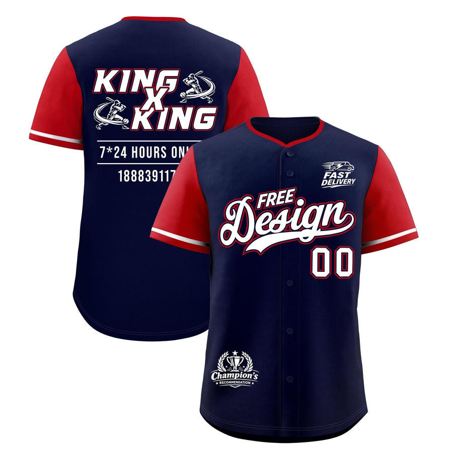 Custom Navy White Red Classic Style Baseball Jersey Stitched Sports Uniform Personalized For Teams | BuyFootballJersey