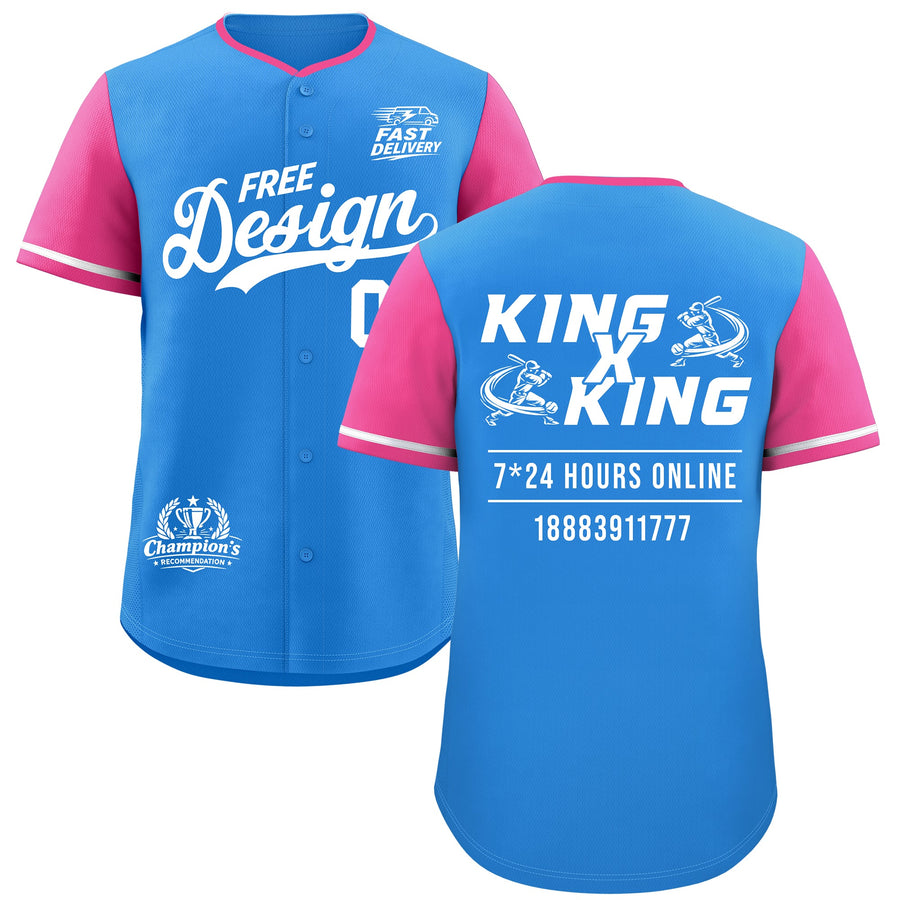 Custom Light Blue White Pink Classic Style Baseball Jersey Stitched Sports Uniform Personalized For Teams | BuyFootballJersey