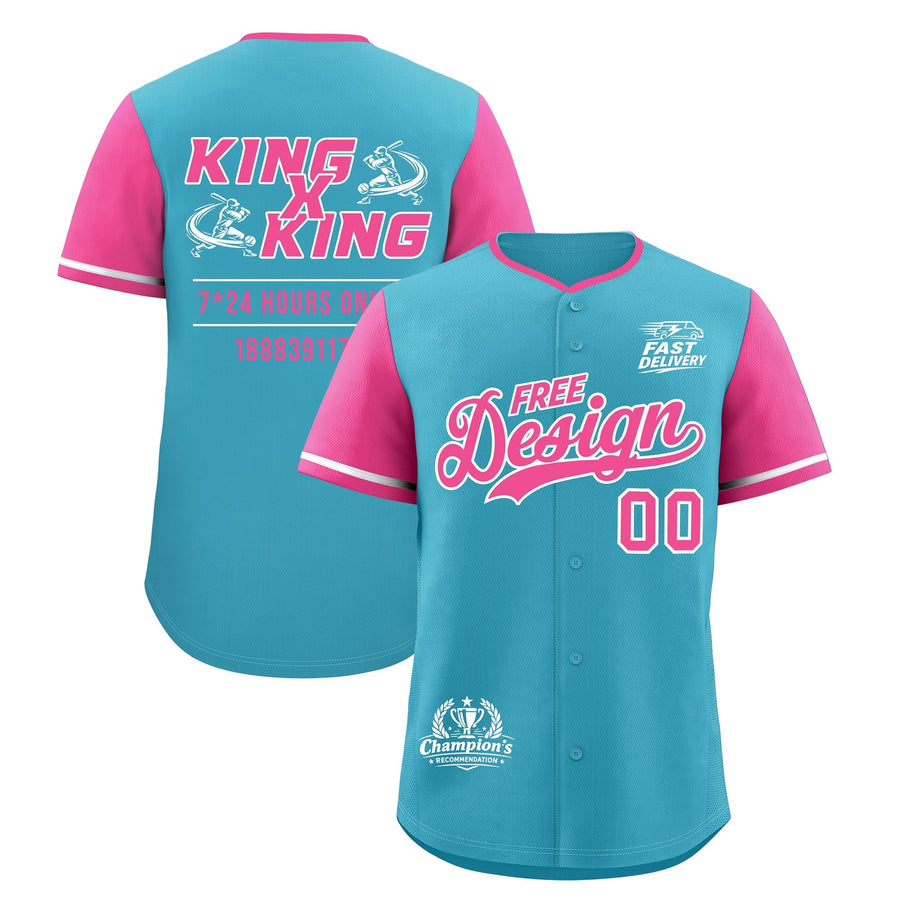 Custom Sky Blue White Pink Classic Style Baseball Jersey Stitched Sports Uniform Personalized For Teams | BuyFootballJersey