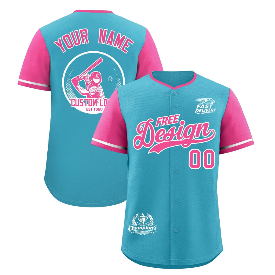 Custom Sky Blue White Pink Classic Style Baseball Jersey Stitched Sports Uniform Personalized For Teams | BuyFootballJersey