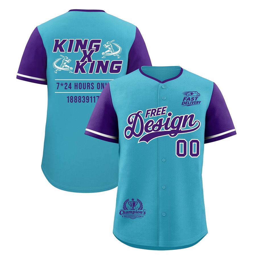 Custom Sky Blue White Purple Classic Style Baseball Jersey Stitched Sports Uniform Personalized For Teams | BuyFootballJersey
