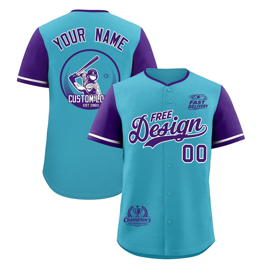 Custom Sky Blue Whitee Purple Classic Style Baseball Jersey Stitched Sports Uniform Personalized For Teams | BuyFootballJersey