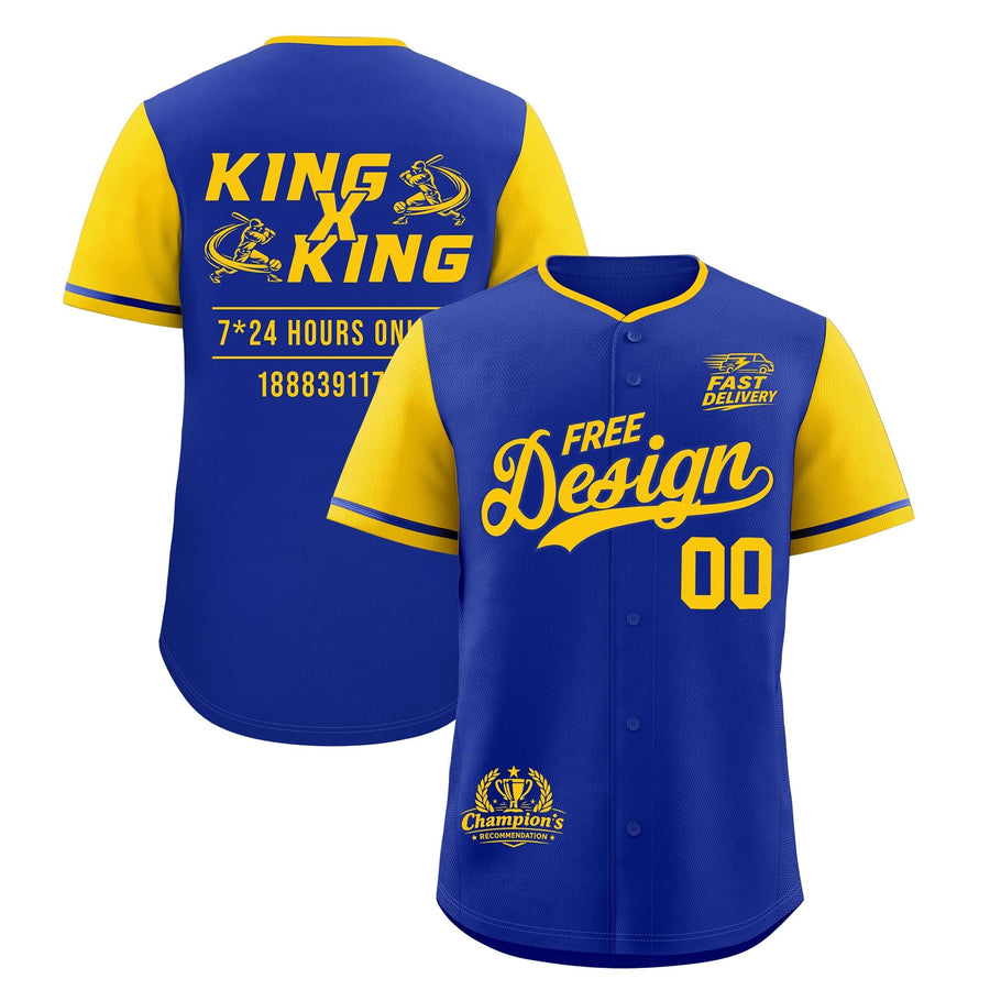 Custom Royal Yellow Classic Style Baseball Jersey Stitched Sports Uniform Personalized For Teams | BuyFootballJersey