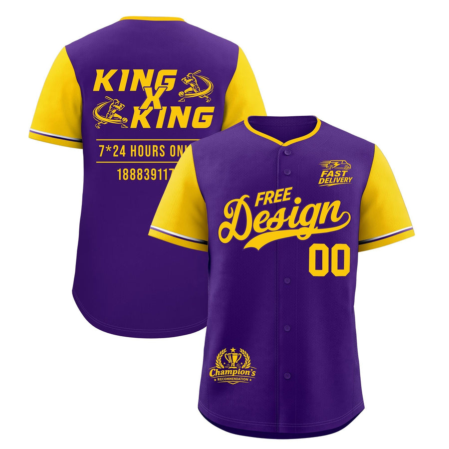 Custom Purple Yellow Classic Style Baseball Jersey Stitched Sports Uniform Personalized For Teams | BuyFootballJersey