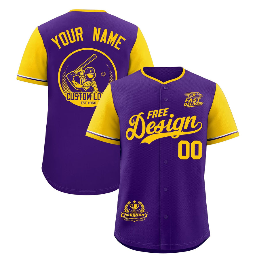 Custom Purple Yellow Classic Style Baseball Jersey Stitched Sports Uniform Personalized For Teams | BuyFootballJersey