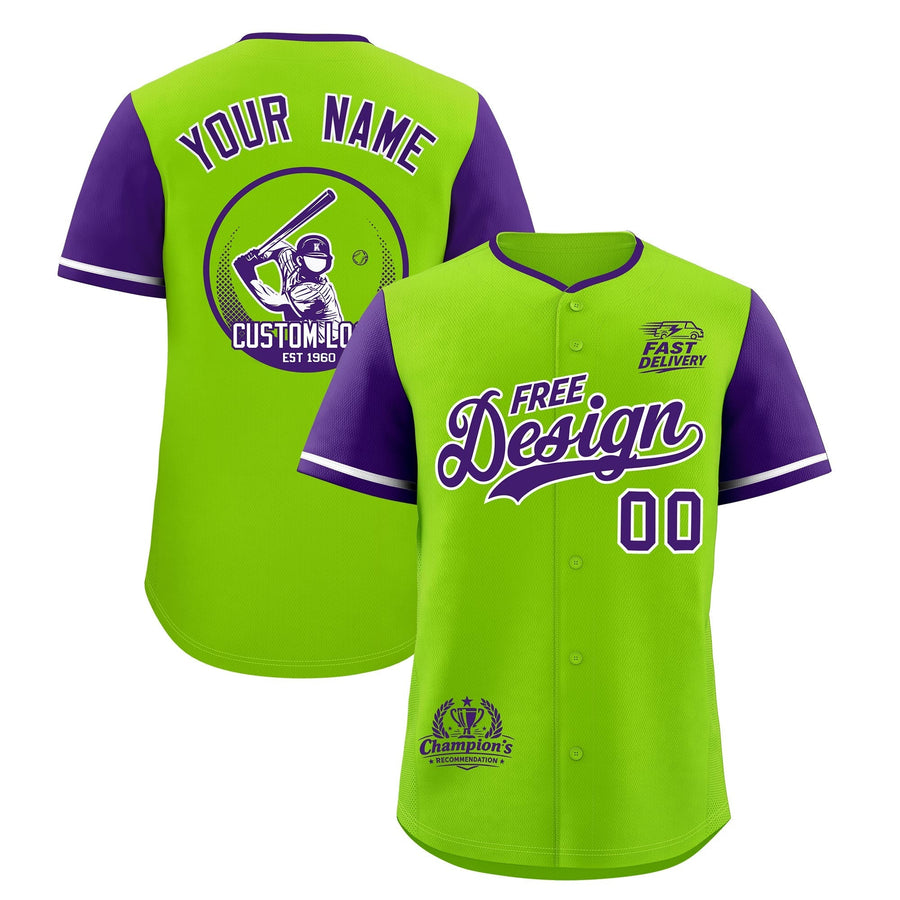 Custom Neon Green Purple Classic Style Baseball Jersey Stitched Sports Uniform Personalized For Teams | BuyFootballJersey
