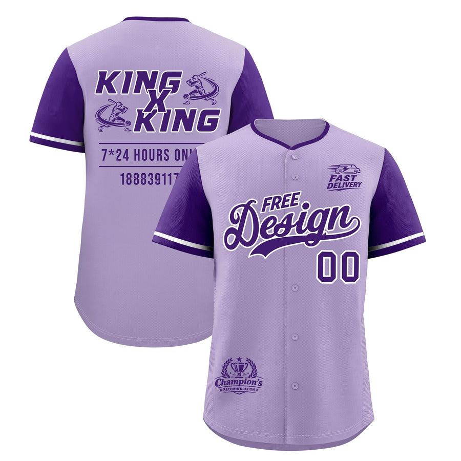 Custom Light Purple Purple Classic Style Baseball Jersey Stitched Sports Uniform Personalized For Teams | BuyFootballJersey